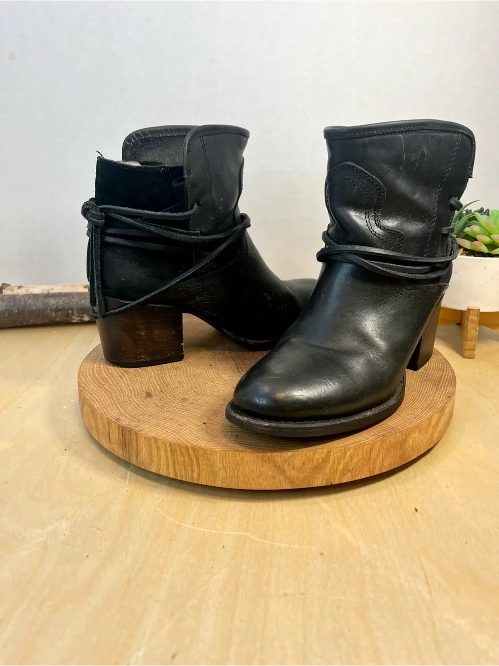 Freebird Pasey Black Heeled Ankle Boots Size 8